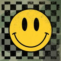 Retro Happy Face 70s Distressed Checkered Pattern Smile Face Legacy Tie Dye Trucker Hat