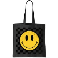 Retro Happy Face 70s Distressed Checkered Pattern Smile Face Bag