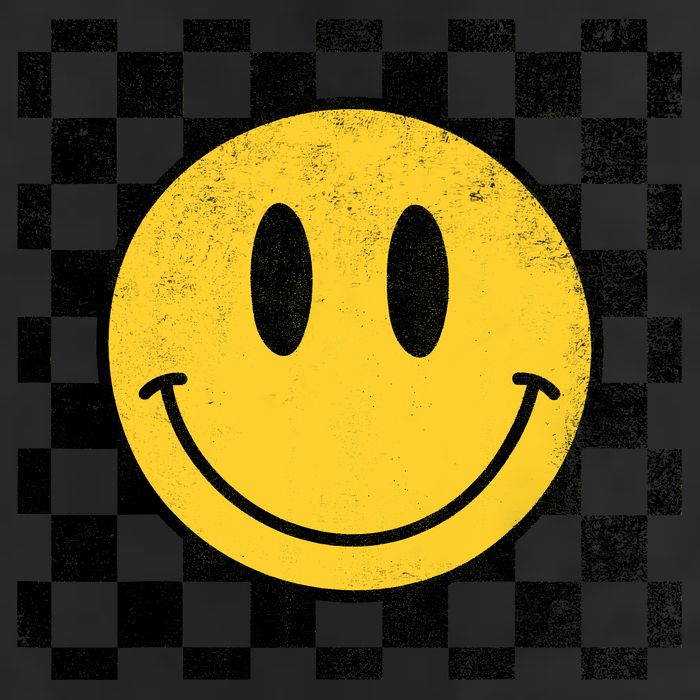 Retro Happy Face 70s Distressed Checkered Pattern Smile Face 25L Jumbo Tote