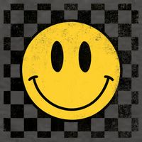 Retro Happy Face 70s Distressed Checkered Pattern Smile Face Vector Backpack