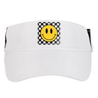 Retro Happy Face 70s Distressed Checkered Pattern Smile Face Adult Drive Performance Visor