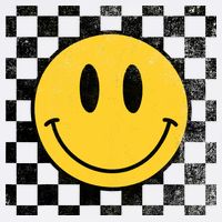 Retro Happy Face 70s Distressed Checkered Pattern Smile Face Mug