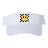 Retro Happy Face 70s Distressed Checkered Pattern Smile Face Visor