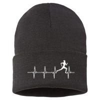 Running heartbeat for runners & joggers Sustainable Knit Beanie