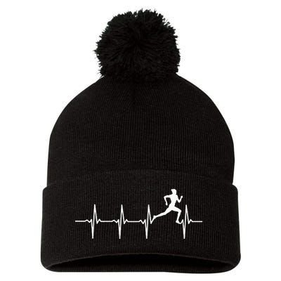 Running heartbeat for runners & joggers Pom Pom 12in Knit Beanie