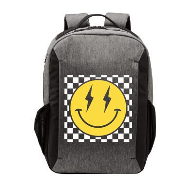 Retro Happy Face Distressed Checkered Pattern Smile Face Vector Backpack