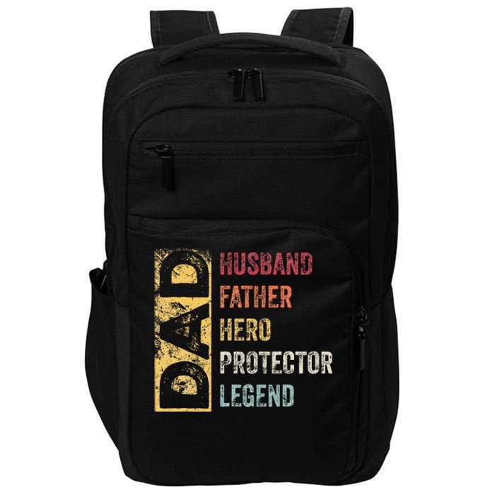 Retro Husband Father Hero Protector Legend Father Day Dad Impact Tech Backpack