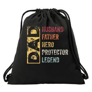 Retro Husband Father Hero Protector Legend Father Day Dad Drawstring Bag