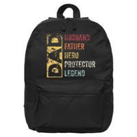 Retro Husband Father Hero Protector Legend Father Day Dad 16 in Basic Backpack