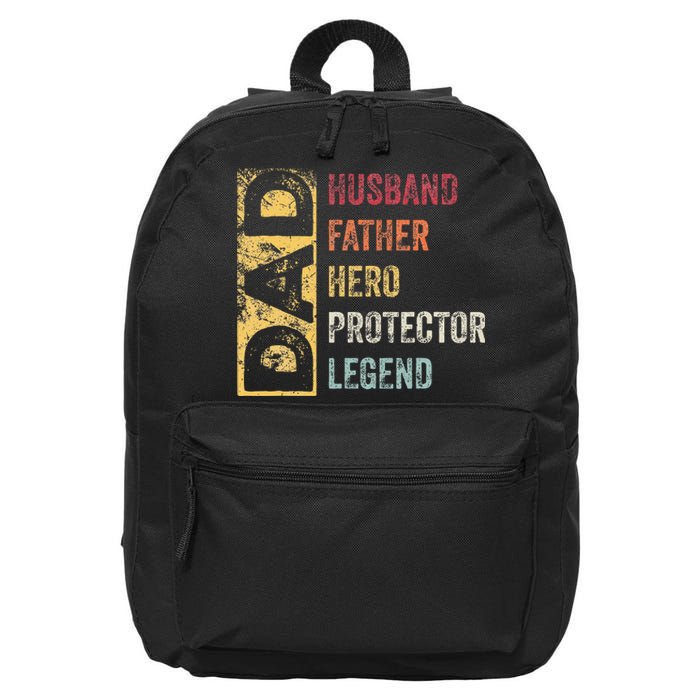 Retro Husband Father Hero Protector Legend Father Day Dad 16 in Basic Backpack