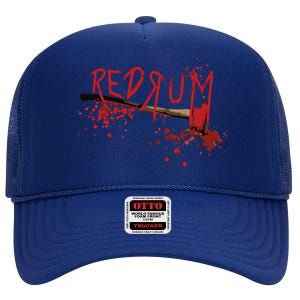 Redrum Horror Funny Graphic For All, Halloween Short Sleeve High Crown Mesh Back Trucker Hat