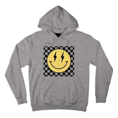 Retro Happy Face Checkered Pattern Smile Face Tall Hoodie