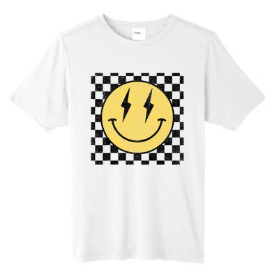 Retro Happy Face Checkered Pattern Smile Face Tall Fusion ChromaSoft Performance T-Shirt