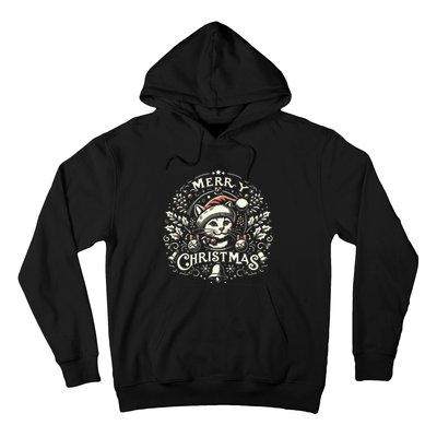 Retro Holiday Feline A Vintage Christmas Cat Hoodie