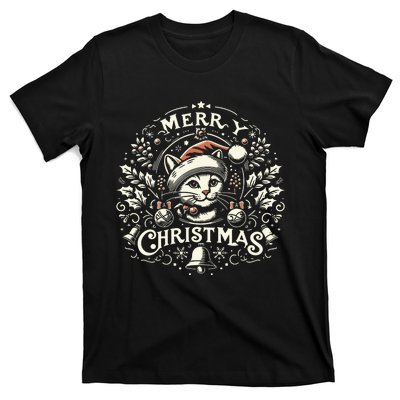 Retro Holiday Feline A Vintage Christmas Cat T-Shirt