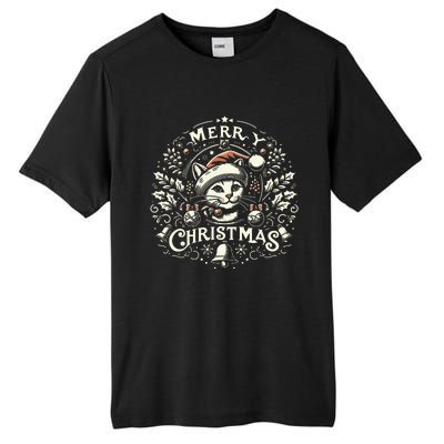 Retro Holiday Feline A Vintage Christmas Cat Tall Fusion ChromaSoft Performance T-Shirt