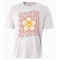 Retro Happy Face Aunt Auntie Groovy Daisy Flower Smile Face Cooling Performance Crew T-Shirt