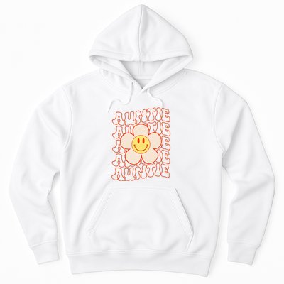 Retro Happy Face Aunt Auntie Groovy Daisy Flower Smile Face Hoodie