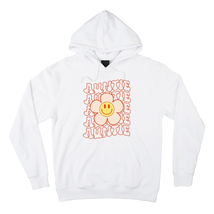 Retro Happy Face Aunt Auntie Groovy Daisy Flower Smile Face Hoodie