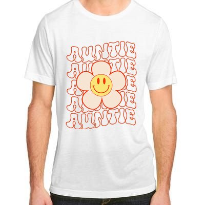 Retro Happy Face Aunt Auntie Groovy Daisy Flower Smile Face Adult ChromaSoft Performance T-Shirt