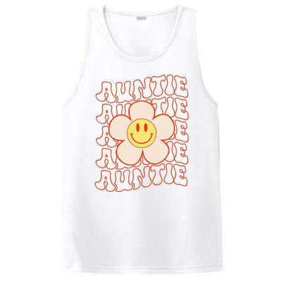 Retro Happy Face Aunt Auntie Groovy Daisy Flower Smile Face PosiCharge Competitor Tank