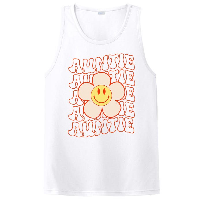 Retro Happy Face Aunt Auntie Groovy Daisy Flower Smile Face PosiCharge Competitor Tank