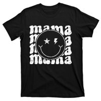 Retro Happy Face Mama Groovy Trendy New Mom Smile Face T-Shirt