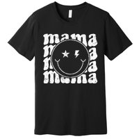 Retro Happy Face Mama Groovy Trendy New Mom Smile Face Premium T-Shirt