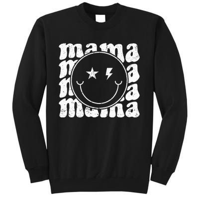 Retro Happy Face Mama Groovy Trendy New Mom Smile Face Tall Sweatshirt