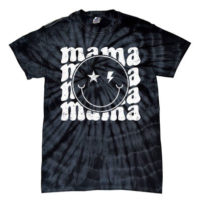 Retro Happy Face Mama Groovy Trendy New Mom Smile Face Tie-Dye T-Shirt