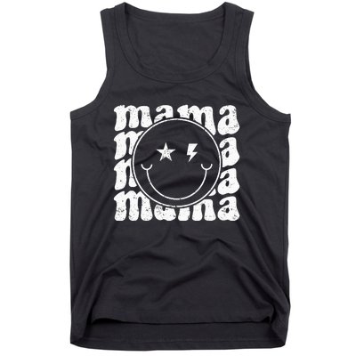 Retro Happy Face Mama Groovy Trendy New Mom Smile Face Tank Top