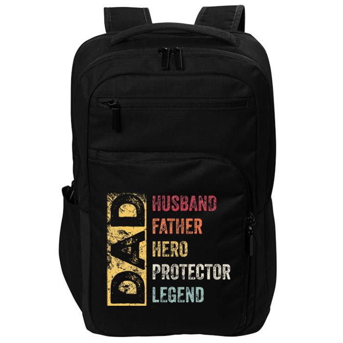 Retro Husband Father Hero Protector Legend Father Day Dad Impact Tech Backpack