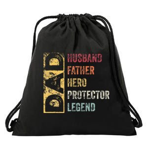 Retro Husband Father Hero Protector Legend Father Day Dad Drawstring Bag