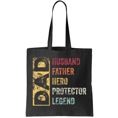 Retro Husband Father Hero Protector Legend Father Day Dad Tote Bag