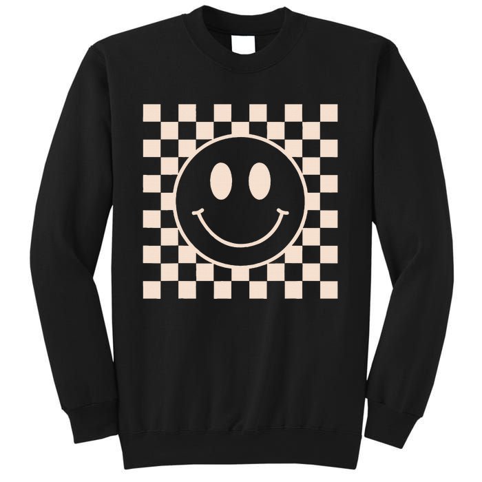 Retro Happy Face Checkered Pattern Sweatshirt