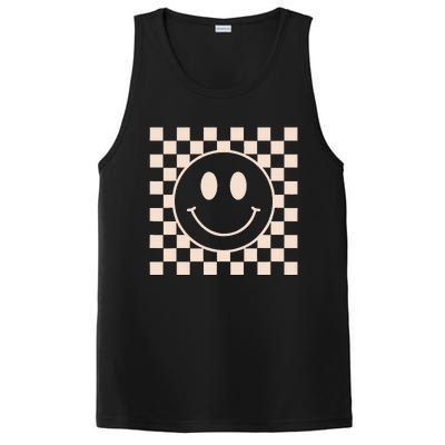 Retro Happy Face Checkered Pattern PosiCharge Competitor Tank