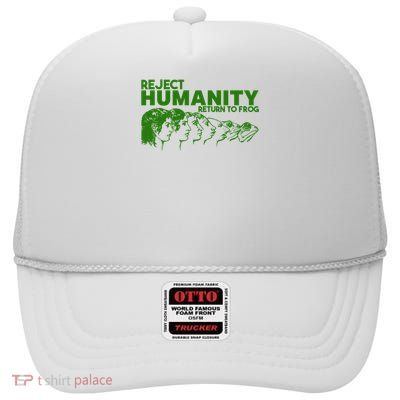 Reject Humanity Frog Scientific Evolution Meme  Nature Lovers Gift  Funny Frog Lovers High Crown Mesh Back Trucker Hat