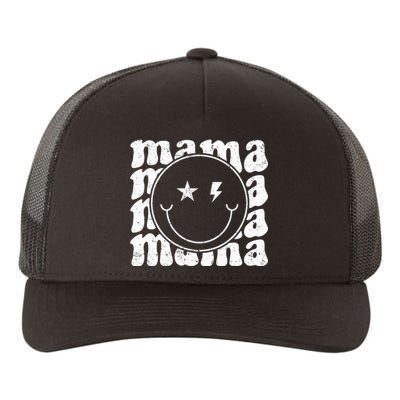 Retro Happy Face Mama Groovy Trendy New Mom Smile Face Yupoong Adult 5-Panel Trucker Hat