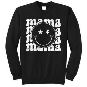 Retro Happy Face Mama Groovy Trendy New Mom Smile Face Sweatshirt