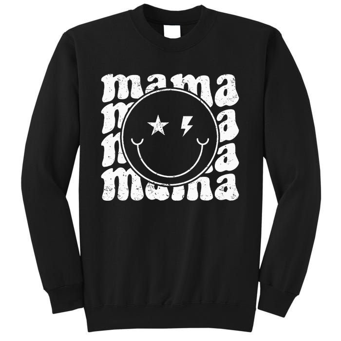 Retro Happy Face Mama Groovy Trendy New Mom Smile Face Sweatshirt