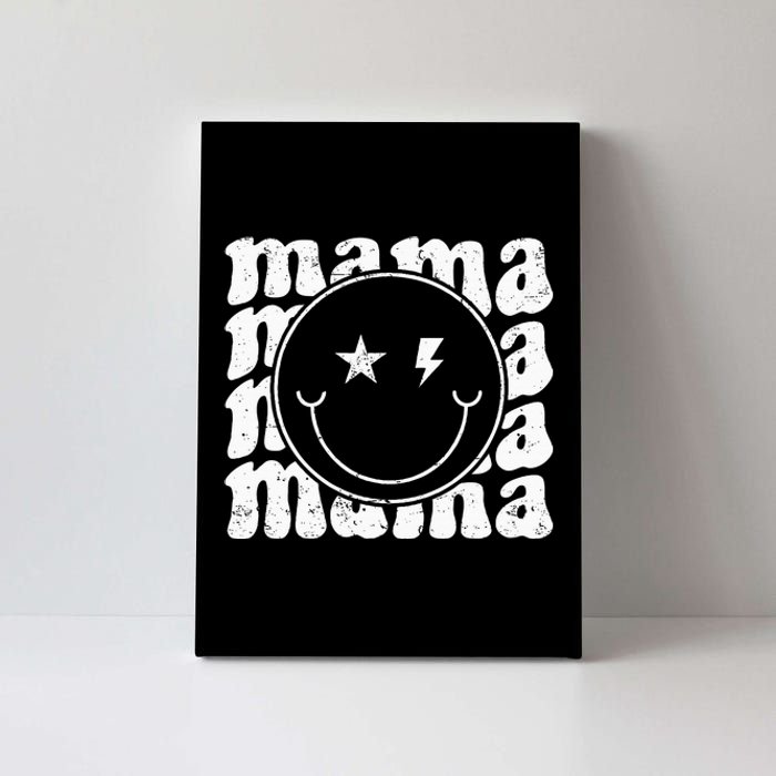 Retro Happy Face Mama Groovy Trendy New Mom Smile Face Canvas