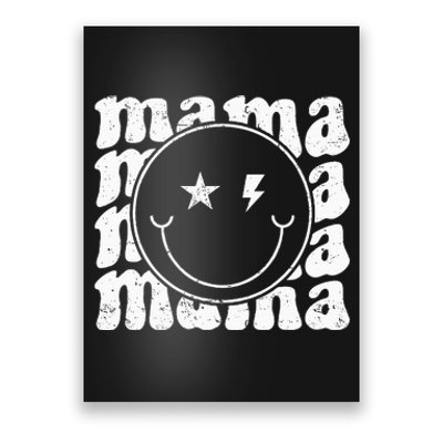 Retro Happy Face Mama Groovy Trendy New Mom Smile Face Poster