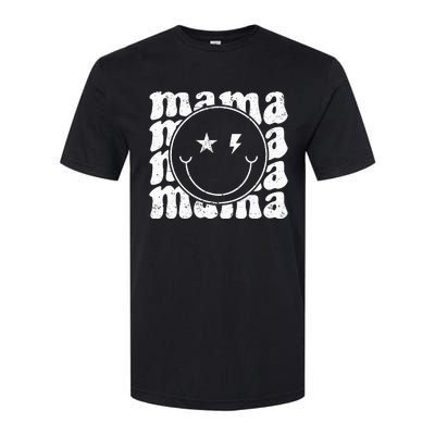 Retro Happy Face Mama Groovy Trendy New Mom Smile Face Softstyle® CVC T-Shirt