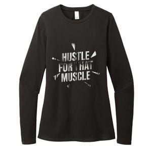 Retro Hustle For That Muscle Funny Workout Fitness Gym Funny Gift Womens CVC Long Sleeve Shirt