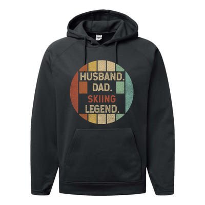 Retro Husband Father Skiing Legend Cute Gift For Dad Performance Fleece Hoodie