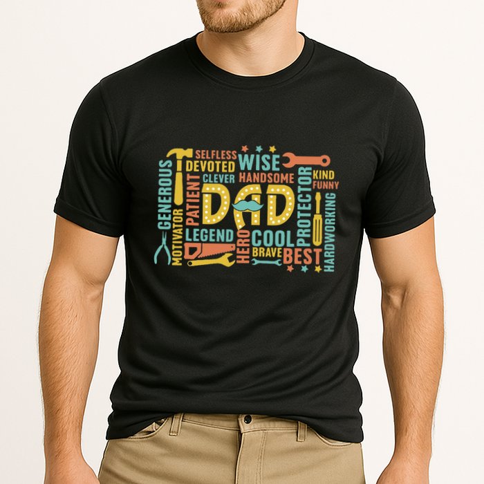 Retro Happy FatherS Day Dad Tools Best Dad Ever Performance Shirt