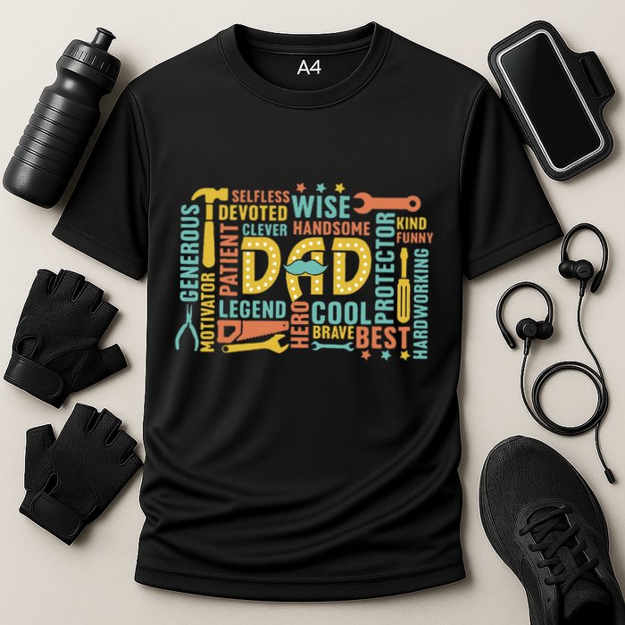 Retro Happy FatherS Day Dad Tools Best Dad Ever Performance Shirt