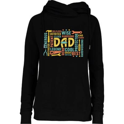 Retro Happy FatherS Day Dad Tools Best Dad Ever Womens Funnel Neck Pullover Hood
