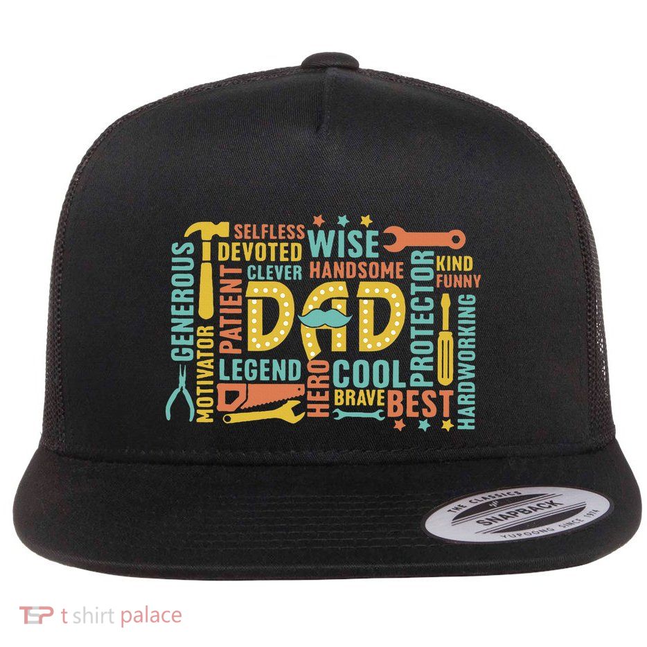 Retro Happy FatherS Day Dad Tools Best Dad Ever Flatbill Hat