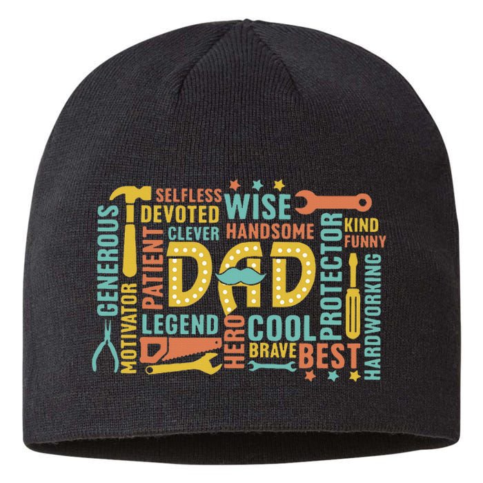 Retro Happy FatherS Day Dad Tools Best Dad Ever Sustainable Beanie